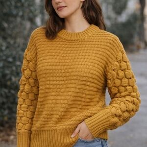 Elodie Mustard Textured Knit Sweater